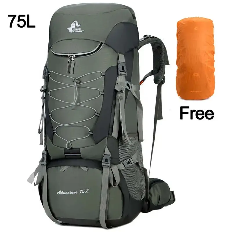 High-Capacity Outdoor Backpack With Rain Cover for Trekking and Climbing