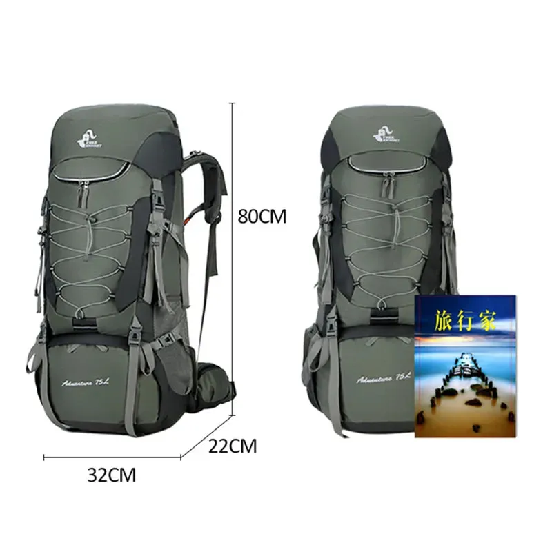 High-Capacity Outdoor Backpack With Rain Cover for Trekking and Climbing