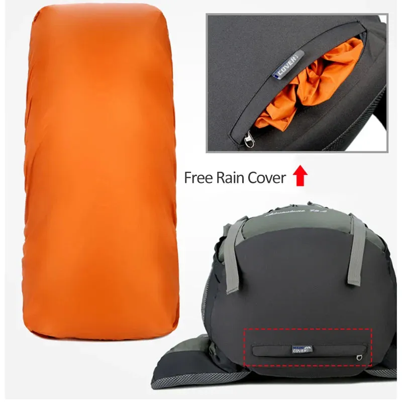 High-Capacity Outdoor Backpack With Rain Cover for Trekking and Climbing