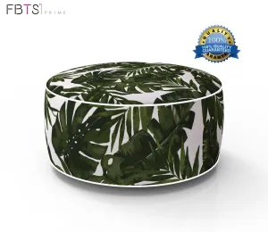 Inflatable Stool Ottoman Portable Travel Bean Bag Cushion Deep Green Color Indoor/Outdoor Round Inflatable Footstool for Kids and Adults Used for Camping Patio Home Yoga Meditation by FBTS Prime