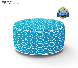 Inflatable Stool Ottoman Portable Travel Bean Bag Cushion Light Blue Color Indoor/Outdoor Round Inflatable Footstool for Kids and Adults Used for Camping Patio Home Yoga Meditation by FBTS Prime