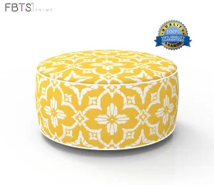 Inflatable Stool Ottoman Portable Travel Bean Bag Cushion Yellow Color Indoor/Outdoor Round Inflatable Footstool for Kids and Adults Used for Camping Patio Home Office Yoga Meditation by FBTS Prime