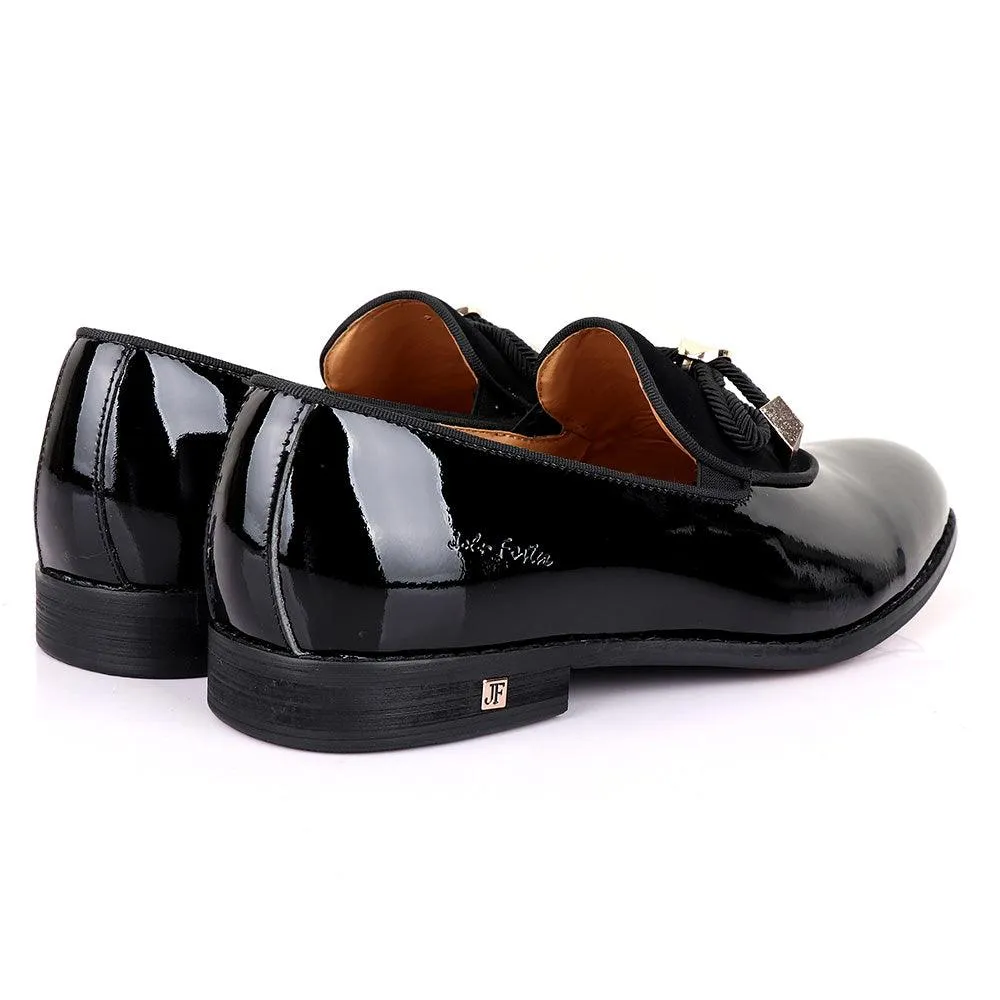 John Foster Modern Patent Leather With Half Upper Suede-Black