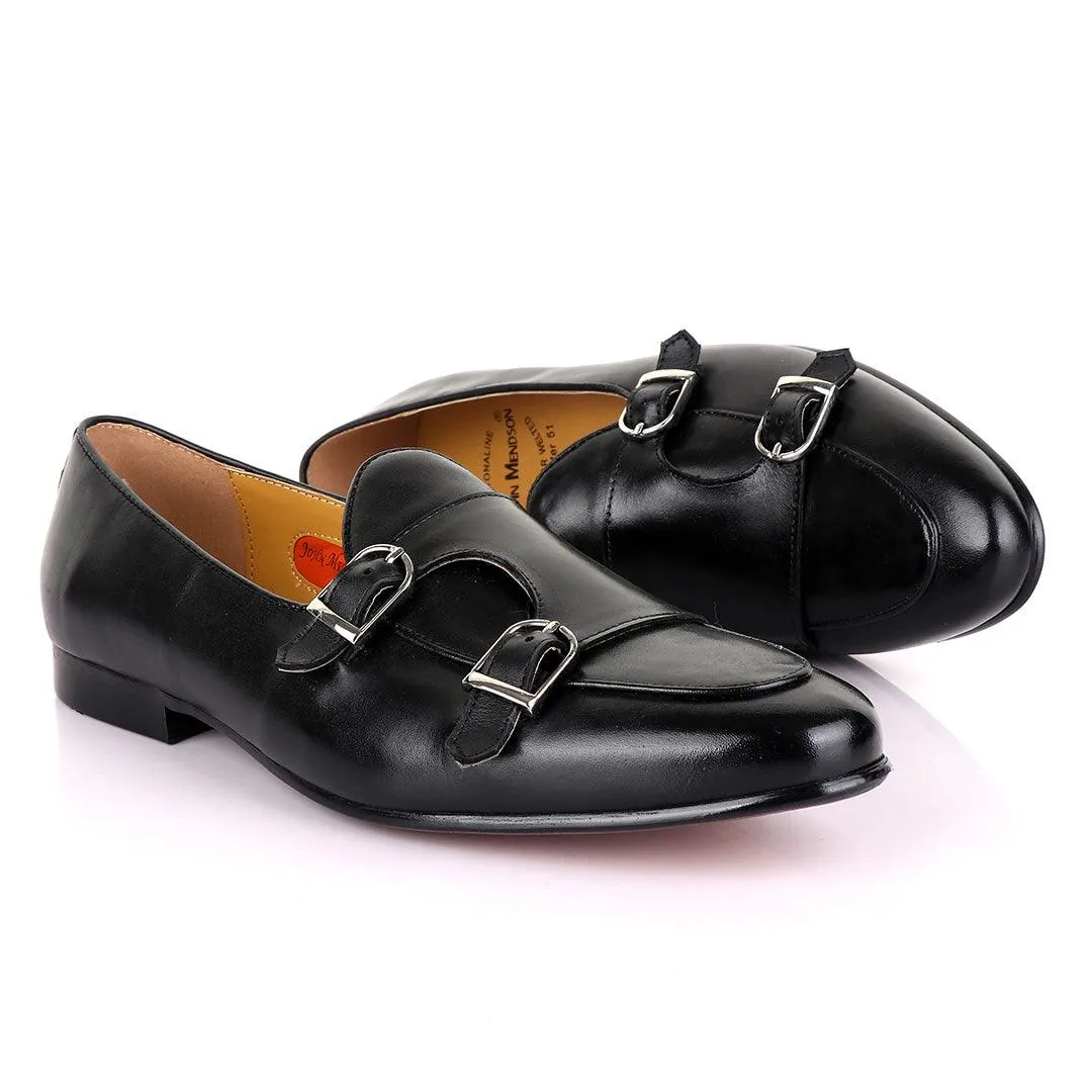 John Mendson Double monk Strap Black Loafers