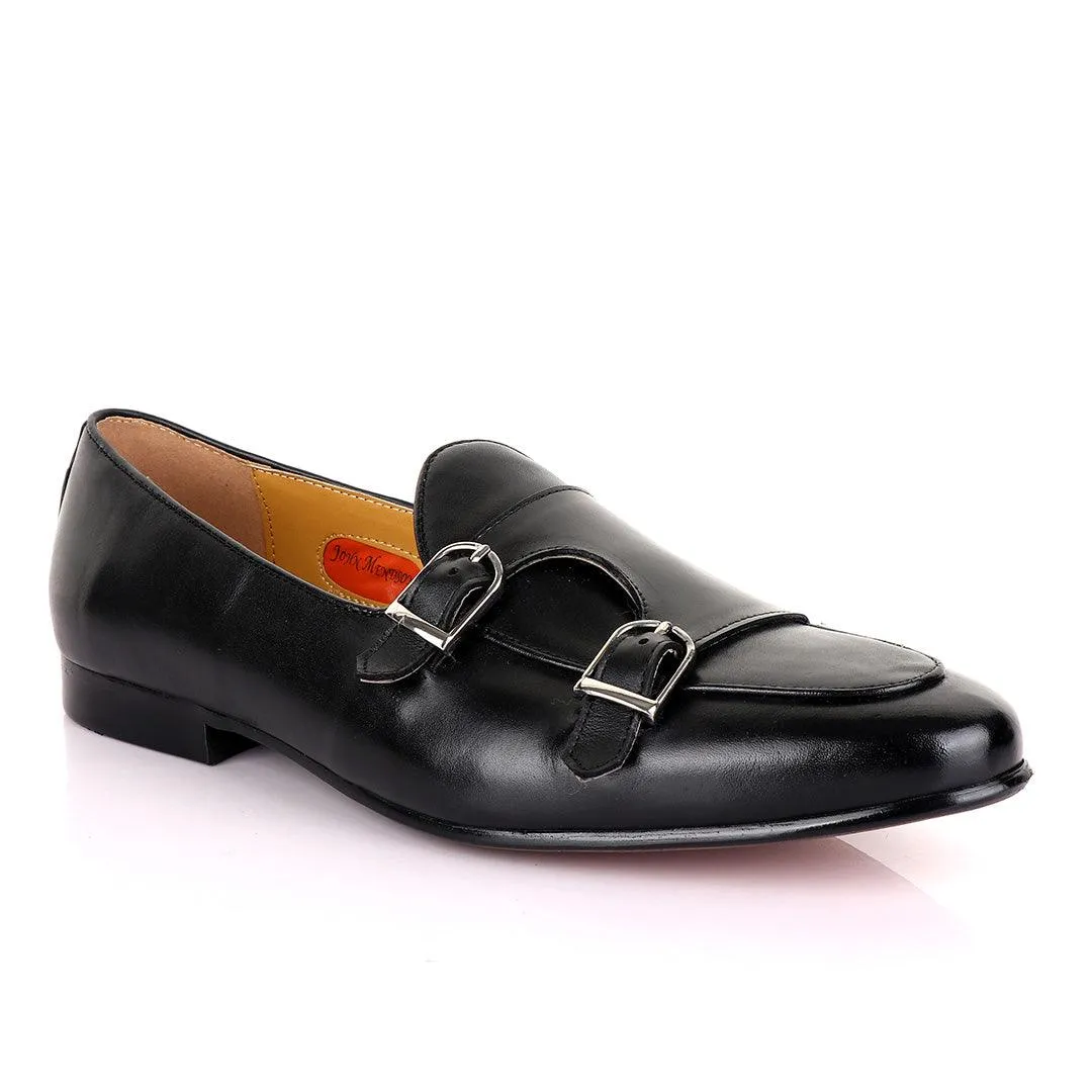 John Mendson Double monk Strap Black Loafers