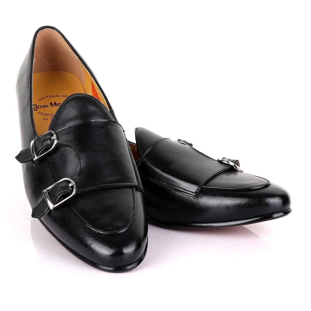 John Mendson Double monk Strap Black Loafers