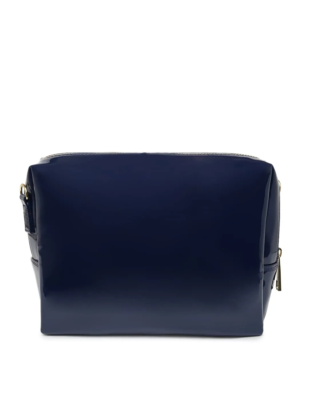 KLEIO Patent PU Leather Sling Crossbody Pouch for Women and Girls (HO8061KL-NB)(NAVY BLUE)