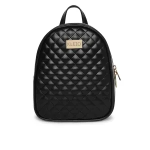 KLEIO Quilted Leather Backpack for Women (Black) | Multifunctional Backpack for Girls with Adjustable Shoulder Strap & Zip Closure | Casual backpack for Travel, Shopping & College