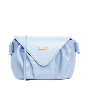 KLEIO Vegan Leather Pleated Elegant Sling Bag For Women with Magnet Flap Closure (Powder Blue)