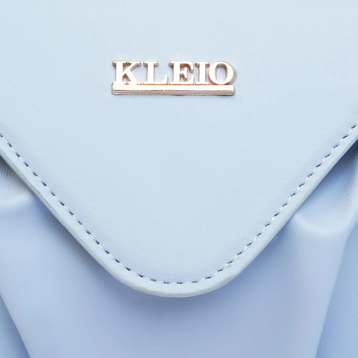 KLEIO Vegan Leather Pleated Elegant Sling Bag For Women with Magnet Flap Closure (Powder Blue)