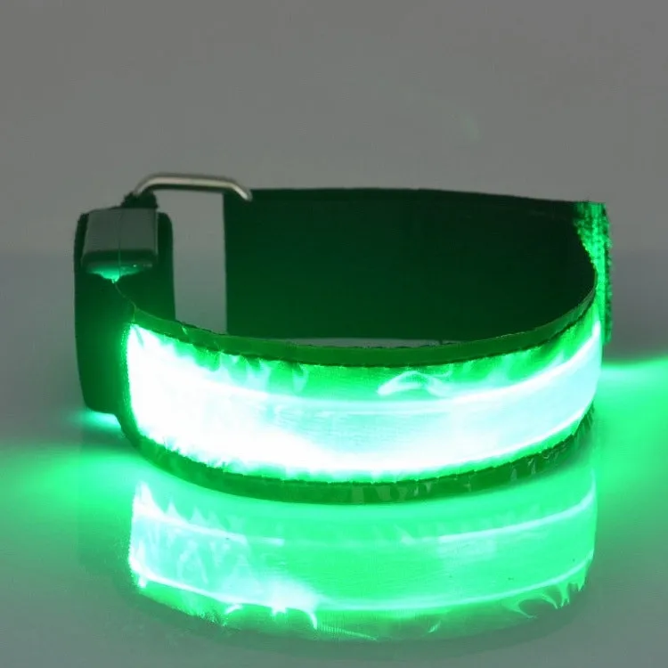 LED Flash Safety Reflective Nylon Light Battery Sports Wrist Belt(Green)