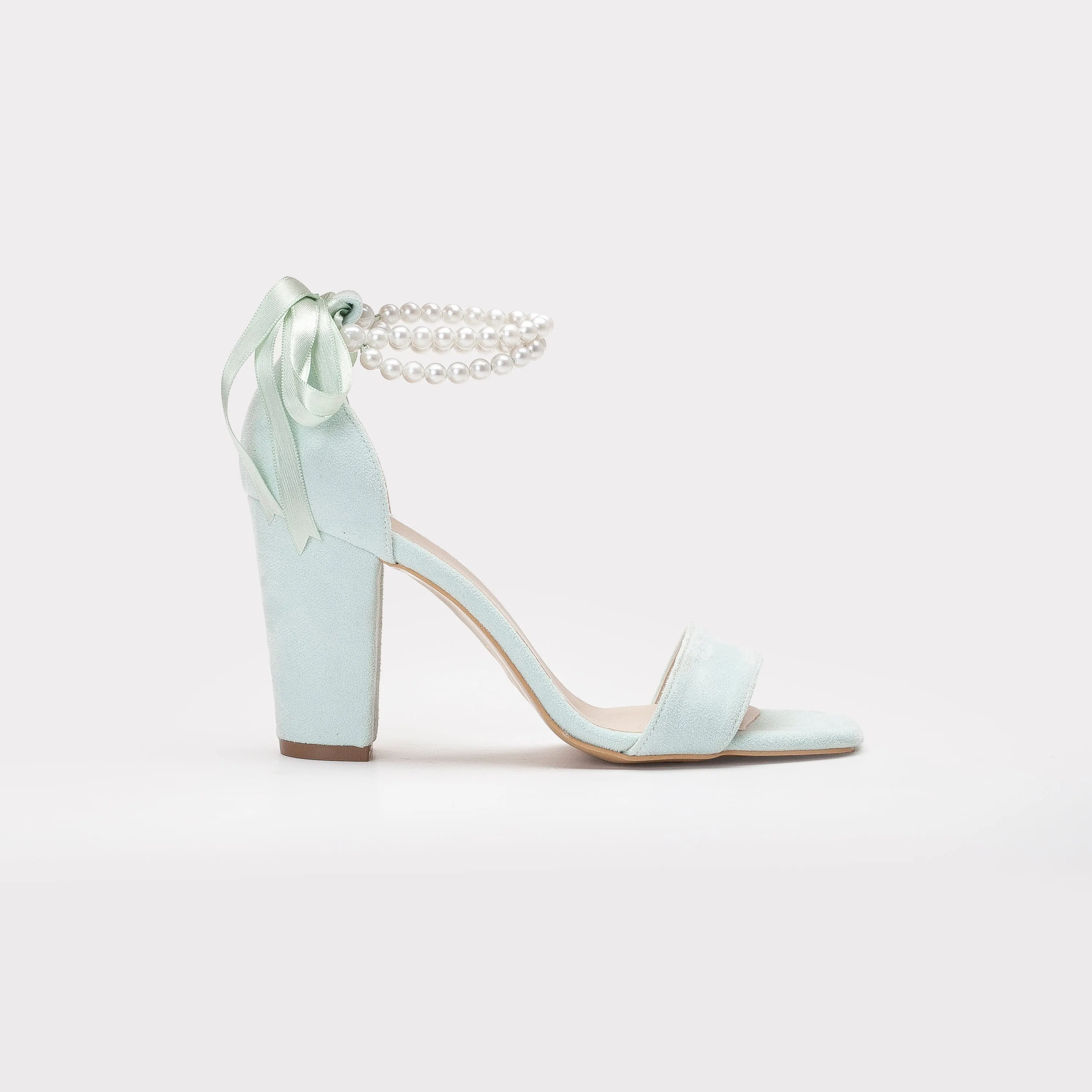 Melissa - Mint Green Sandals with Pearls