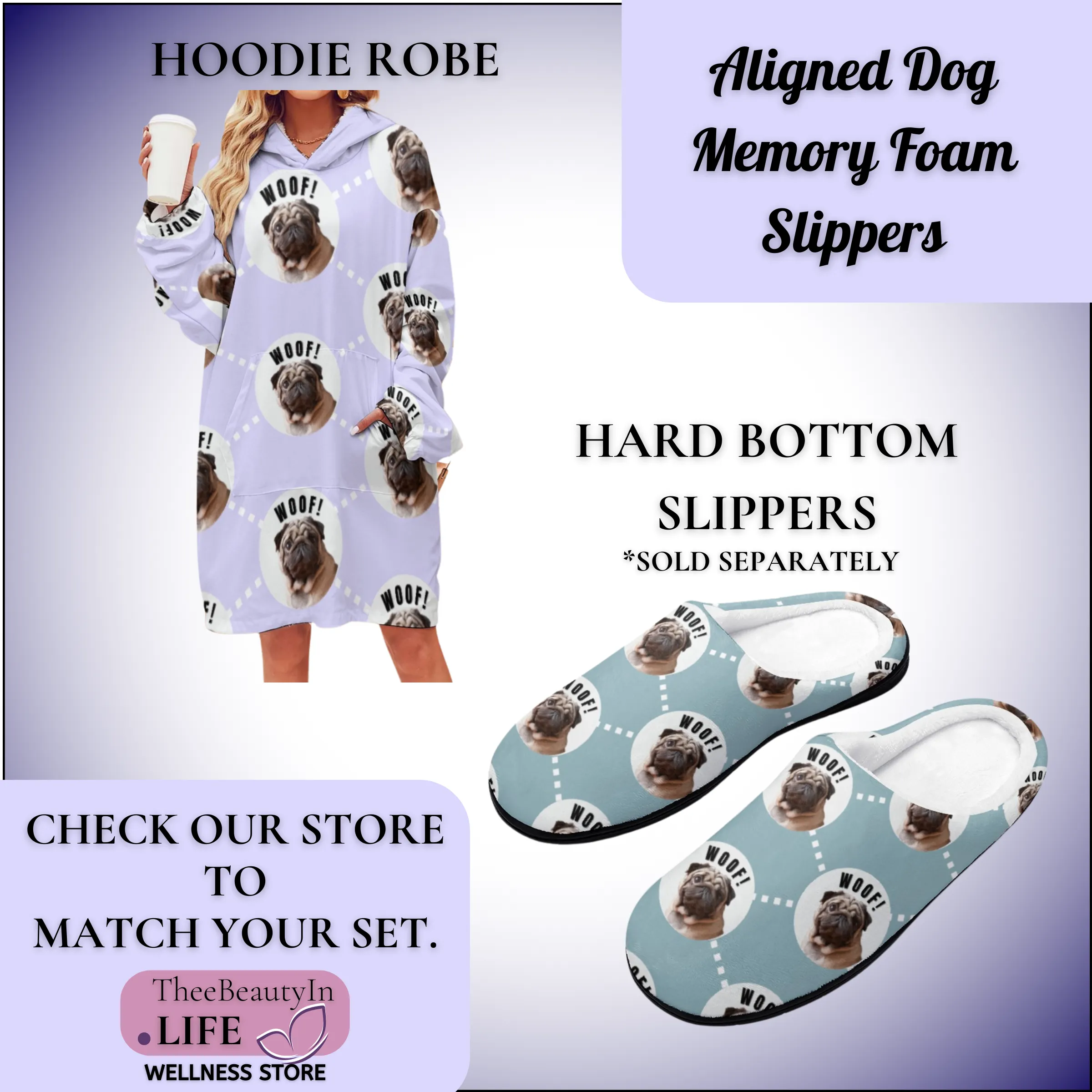 Memory Foam Slippers - Aligned Dog Custom | Pet Photo House Shoes for Dog Owners | Personalized Black Slippers | Dog Bedroom Shoes for Women | Pug Clothes | Fun Animal Slippers with Picture