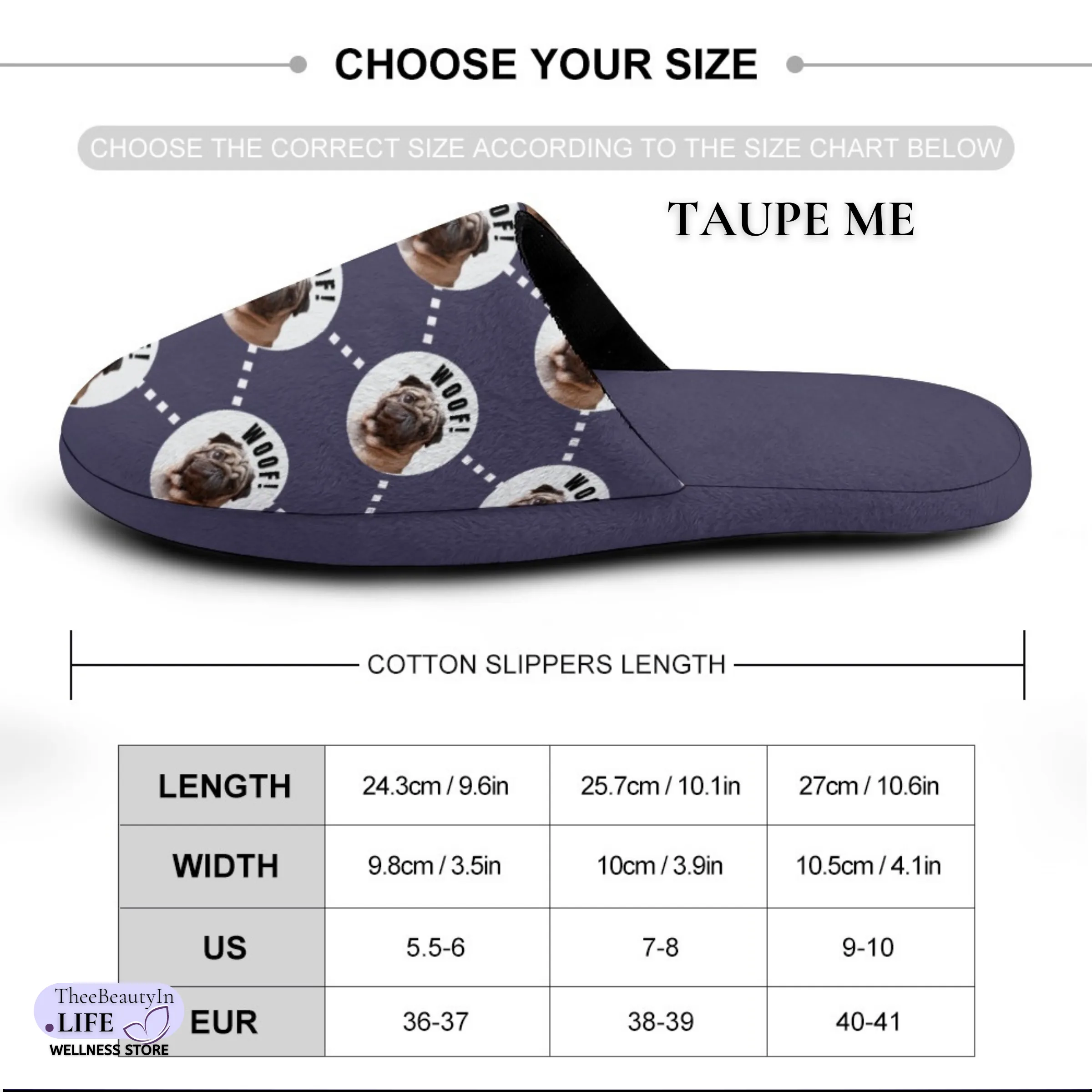 Memory Foam Slippers - Aligned Dog Custom | Pet Photo House Shoes for Dog Owners | Personalized Black Slippers | Dog Bedroom Shoes for Women | Pug Clothes | Fun Animal Slippers with Picture