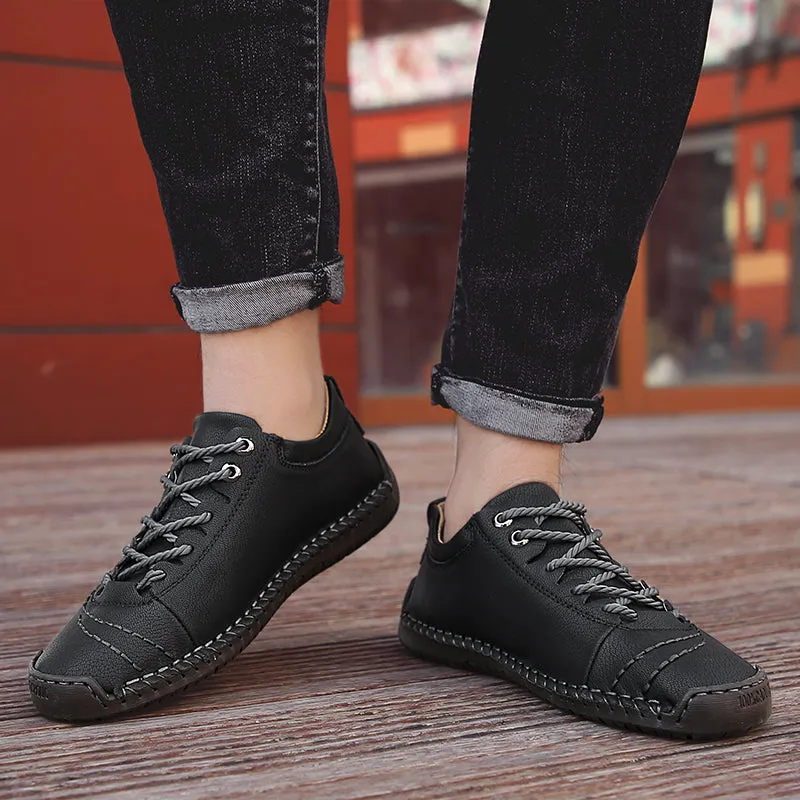 Mens Leather Casual Shoes Summer lace-up Handmade Slip On Loafer Comfortable Breathable Driving Shoes A9916