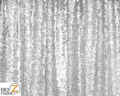 Mini Disc Sequin Nylon Mesh Fabric / Shiny White / Sold By The Yard