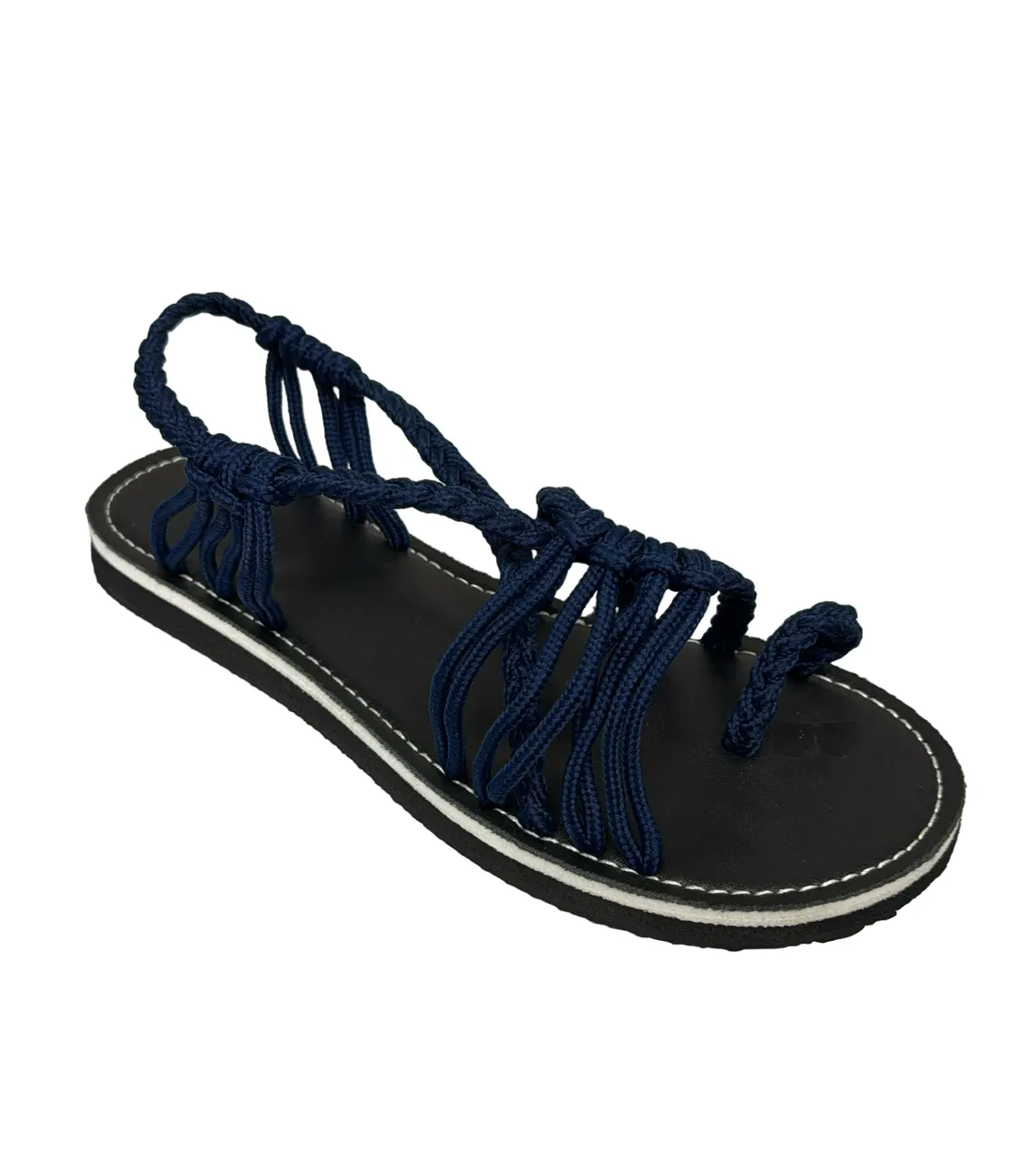 Navy Braided Strappy Sandal Women's Summer Shoes