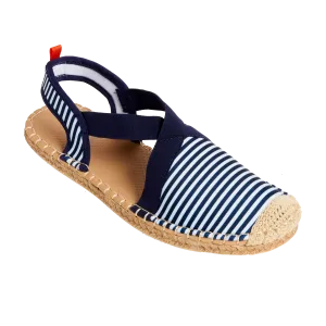 NAVY/WHITE MICROSTRIPE - WOMENS SEAFARER SLINGBACK