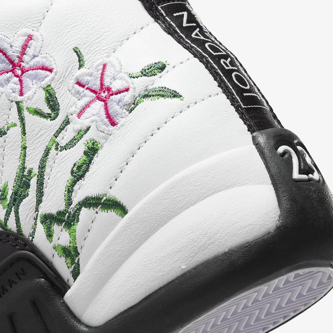 Nike Kid's Air Jordan 12 Retro GS Shoes - White / Black / Vivid Green / Lavender Mist