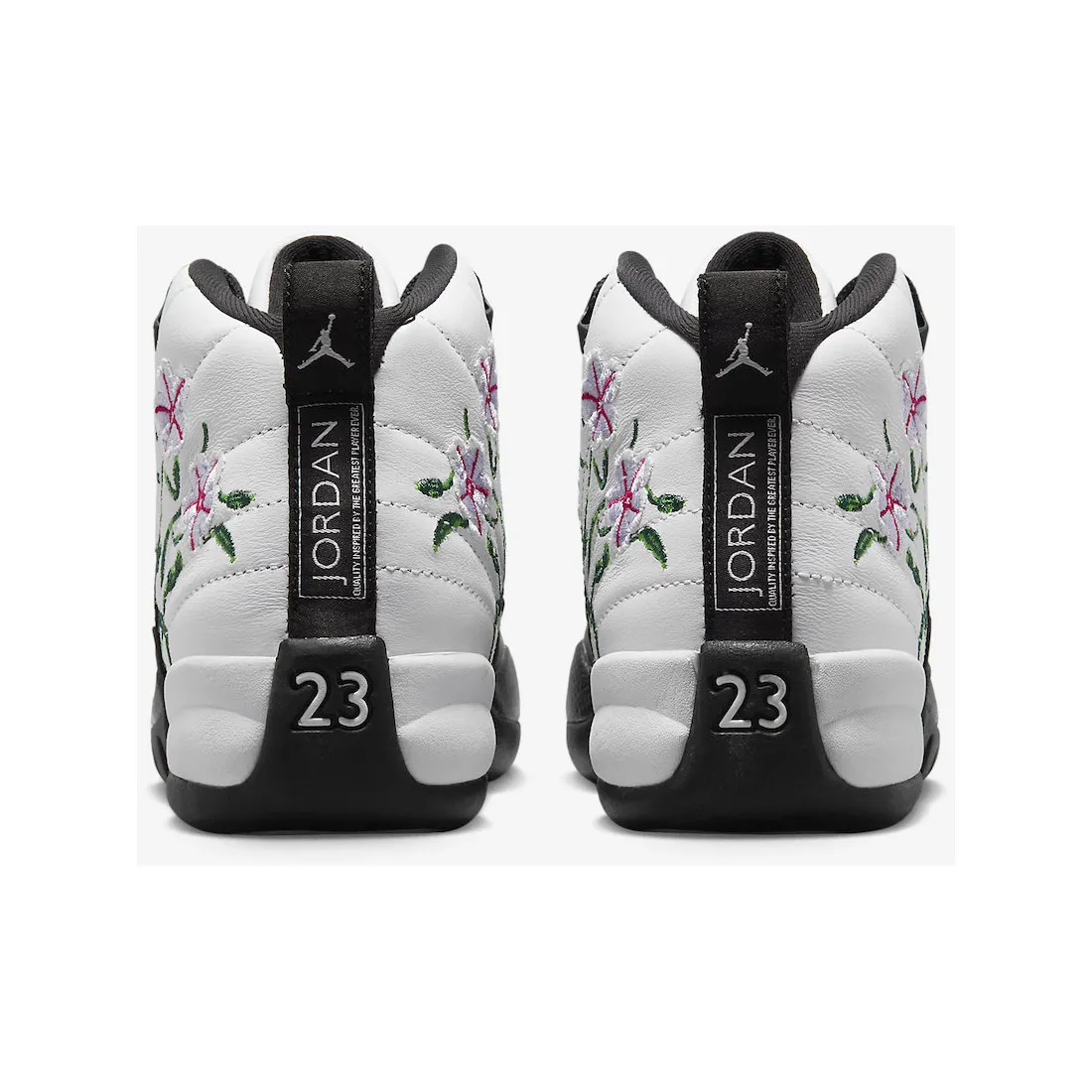 Nike Kid's Air Jordan 12 Retro GS Shoes - White / Black / Vivid Green / Lavender Mist