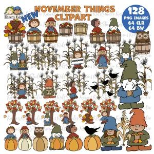 November Things Clipart (Karen's Kids Clipart)