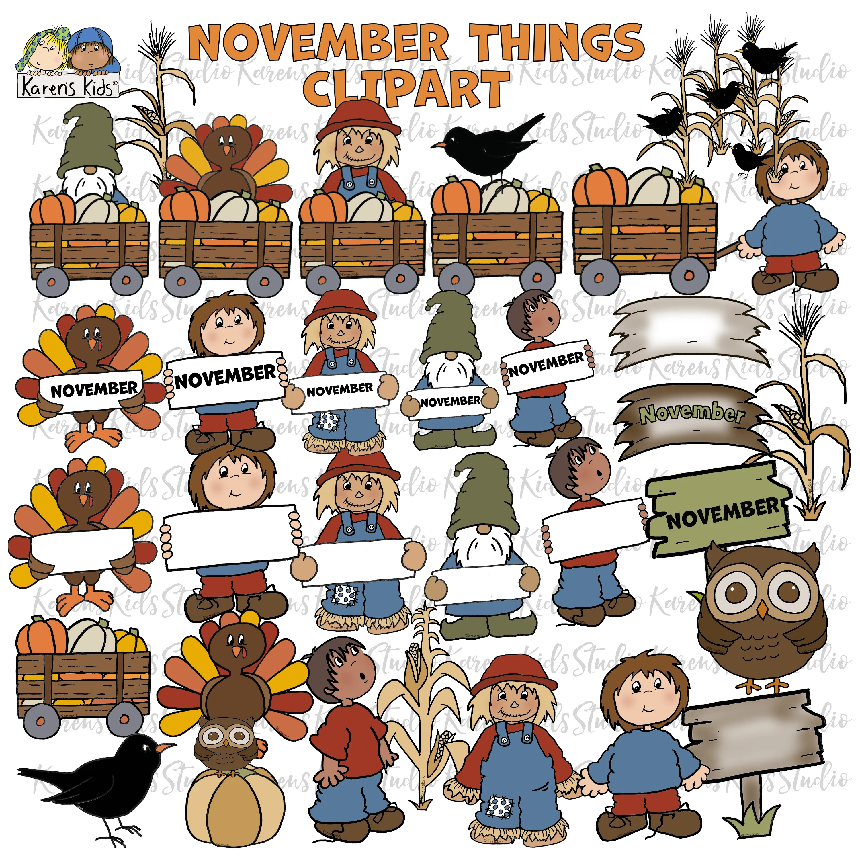 November Things Clipart (Karen's Kids Clipart)