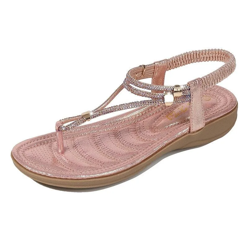 OCW Best Sandals For Women Crystals Cushiony Footbed Skin-friendly Trendy Summer Footwear