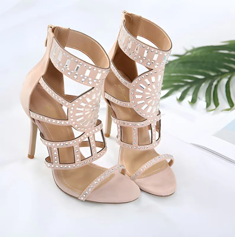 Ornate Open Toe Beaded Strappy Ankle Length Ladies Sandals