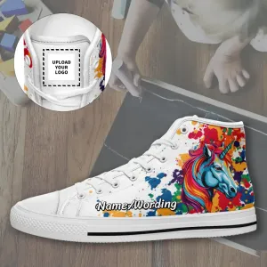 Personalized gifts business names, Business Gifts For Clients Personalized Back to School Shoes, Canvas Sneakers with customize Colorful graphic for Adult, Children, KWH-23020029