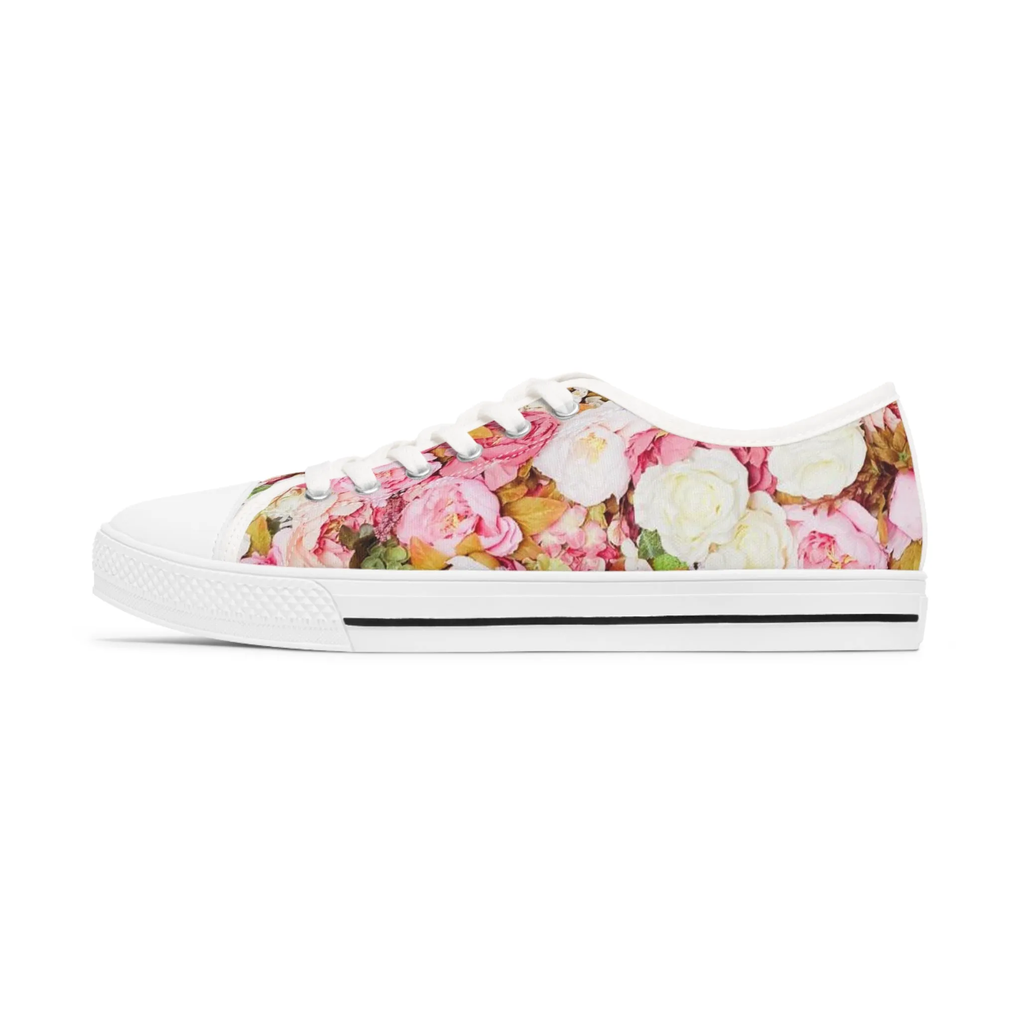 Pink Flowers - Inovax Woman's Low Top Sneakers