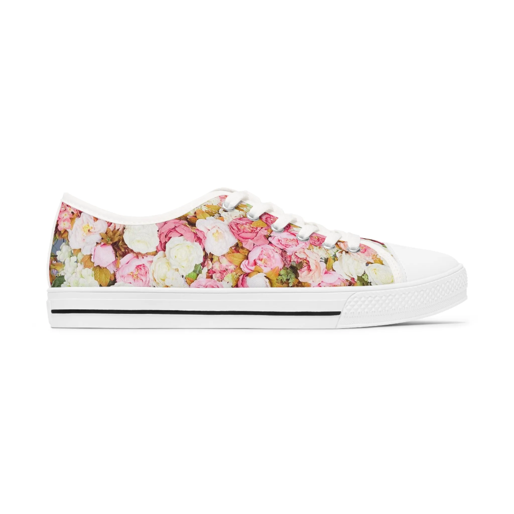 Pink Flowers - Inovax Woman's Low Top Sneakers