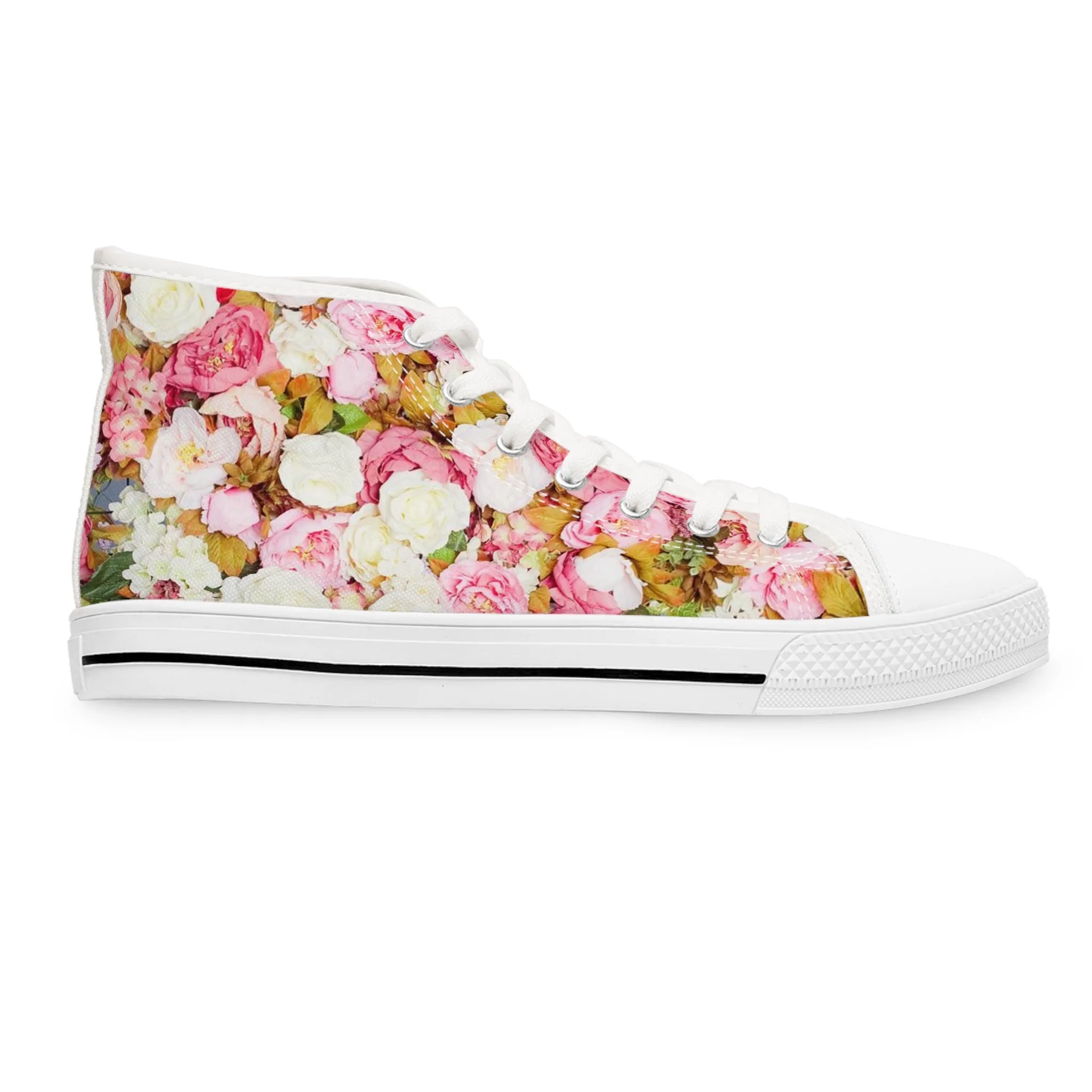 Pink Flowers - Inovax Women's Hight Top Sneakers