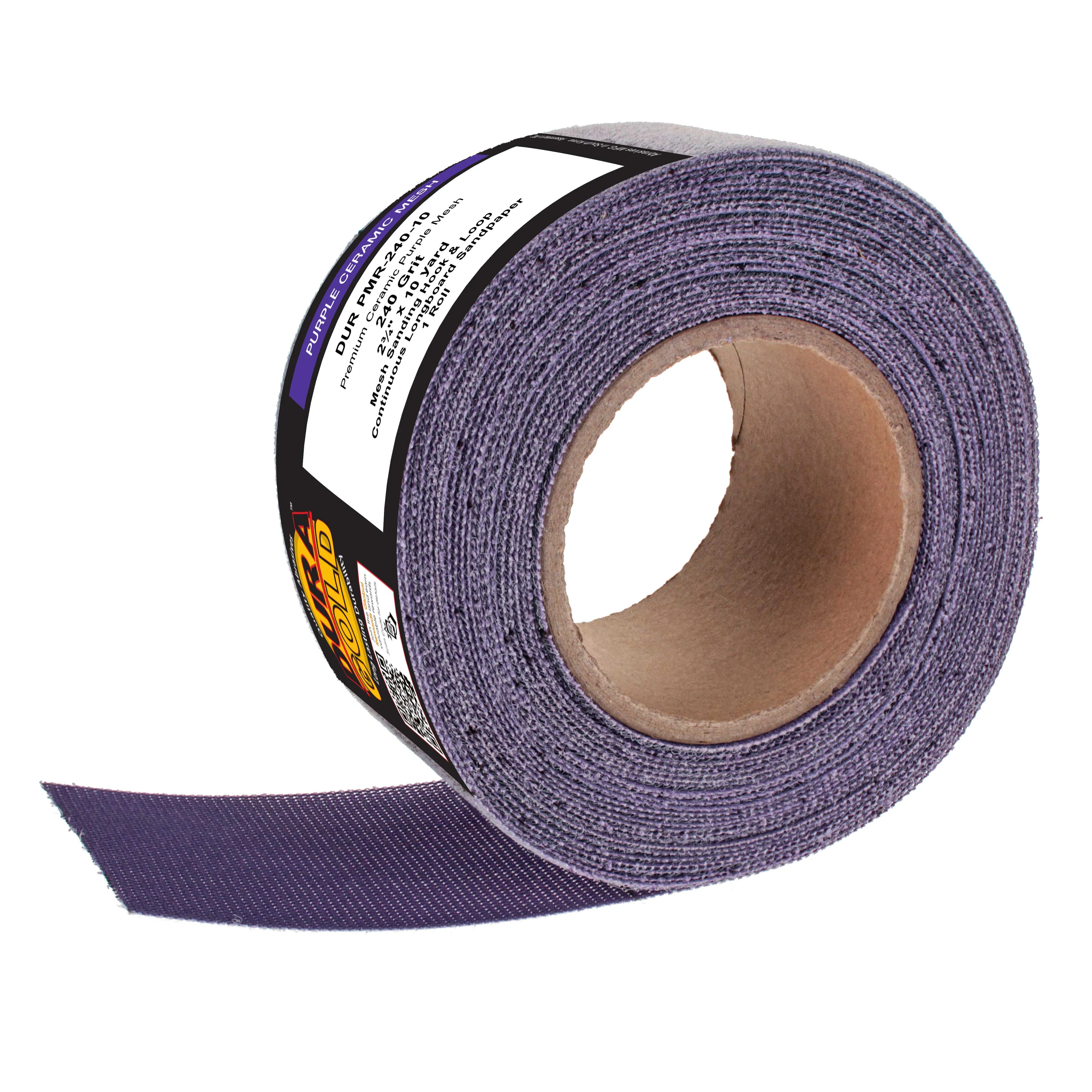 Premium 240 Grit Purple Ceramic Mesh Longboard Sandpaper, 2-3/4" Wide Continuous 10 Yard Roll - Dustless Hook & Loop Backing for Auto & Woodworking Air File Long Board Sanders, Sanding Block