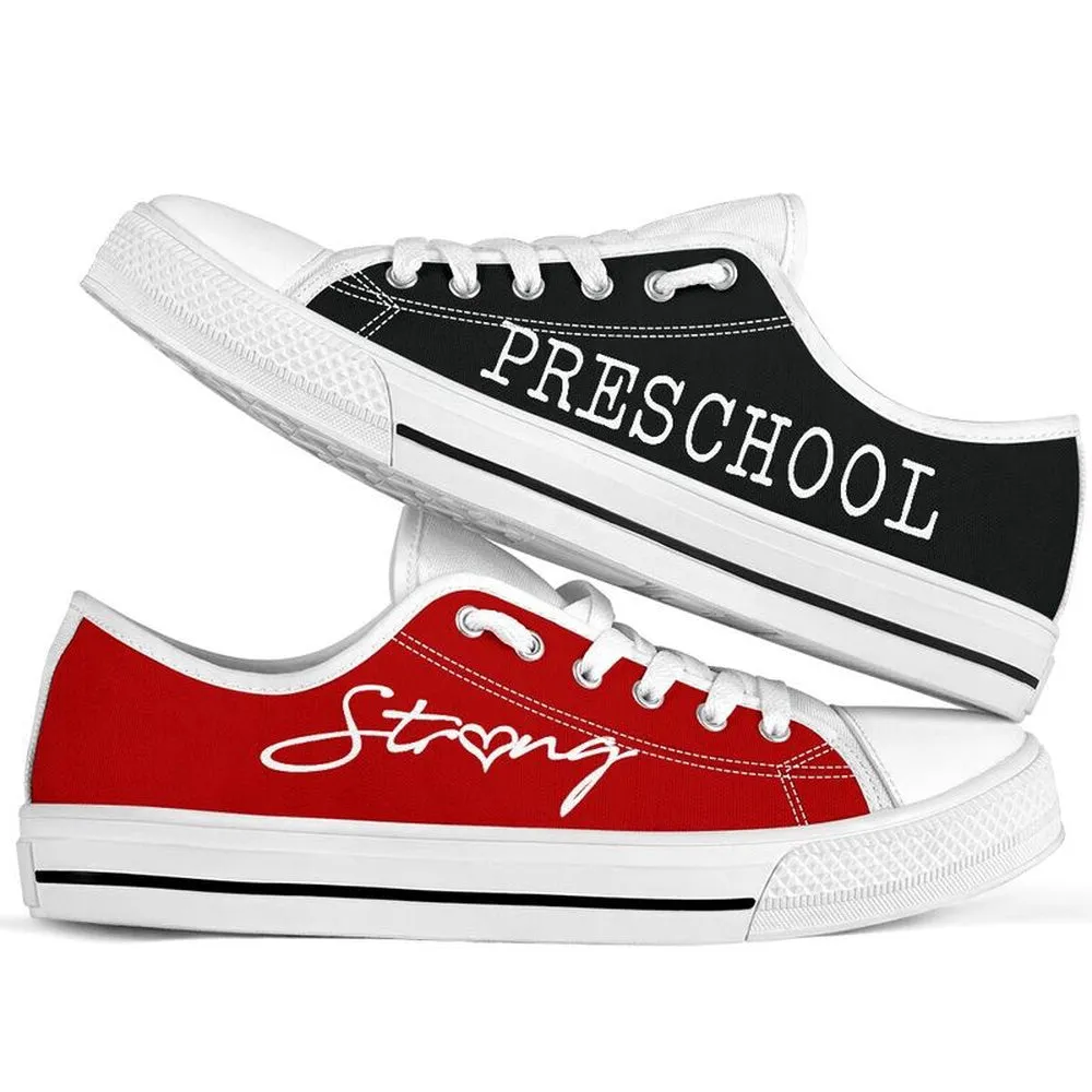 Preschool Strong Red Black Shoes, Teacher Shoes, Low Top Sneakers