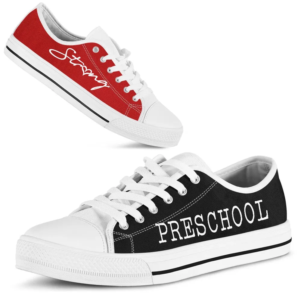 Preschool Strong Red Black Shoes, Teacher Shoes, Low Top Sneakers