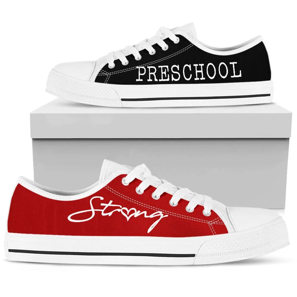 Preschool Strong Red Black Shoes, Teacher Shoes, Low Top Sneakers