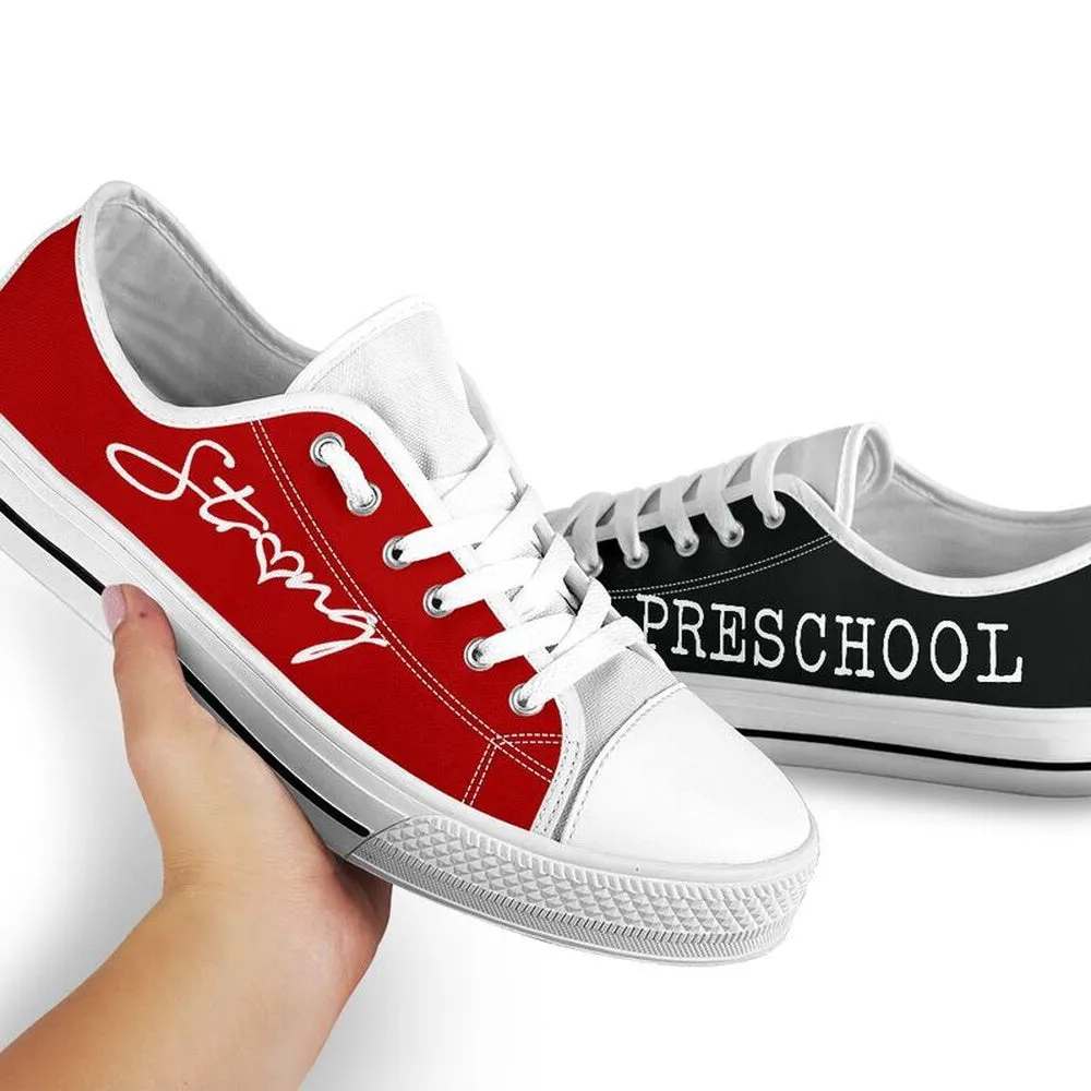 Preschool Strong Red Black Shoes, Teacher Shoes, Low Top Sneakers