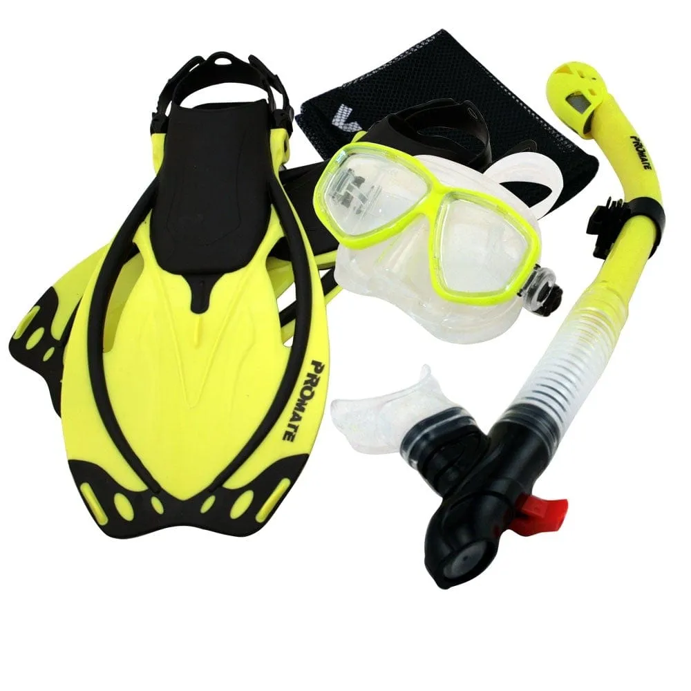 Promate Snorkeling Mask Dry Snorkel Fins Mesh Gear Bag Set - SCS0094