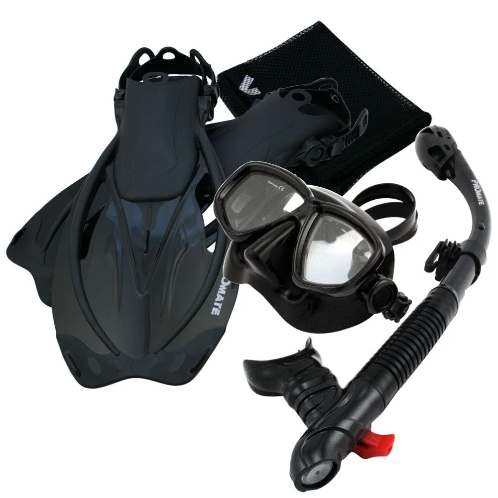 Promate Snorkeling Mask Dry Snorkel Fins Mesh Gear Bag Set - SCS0094