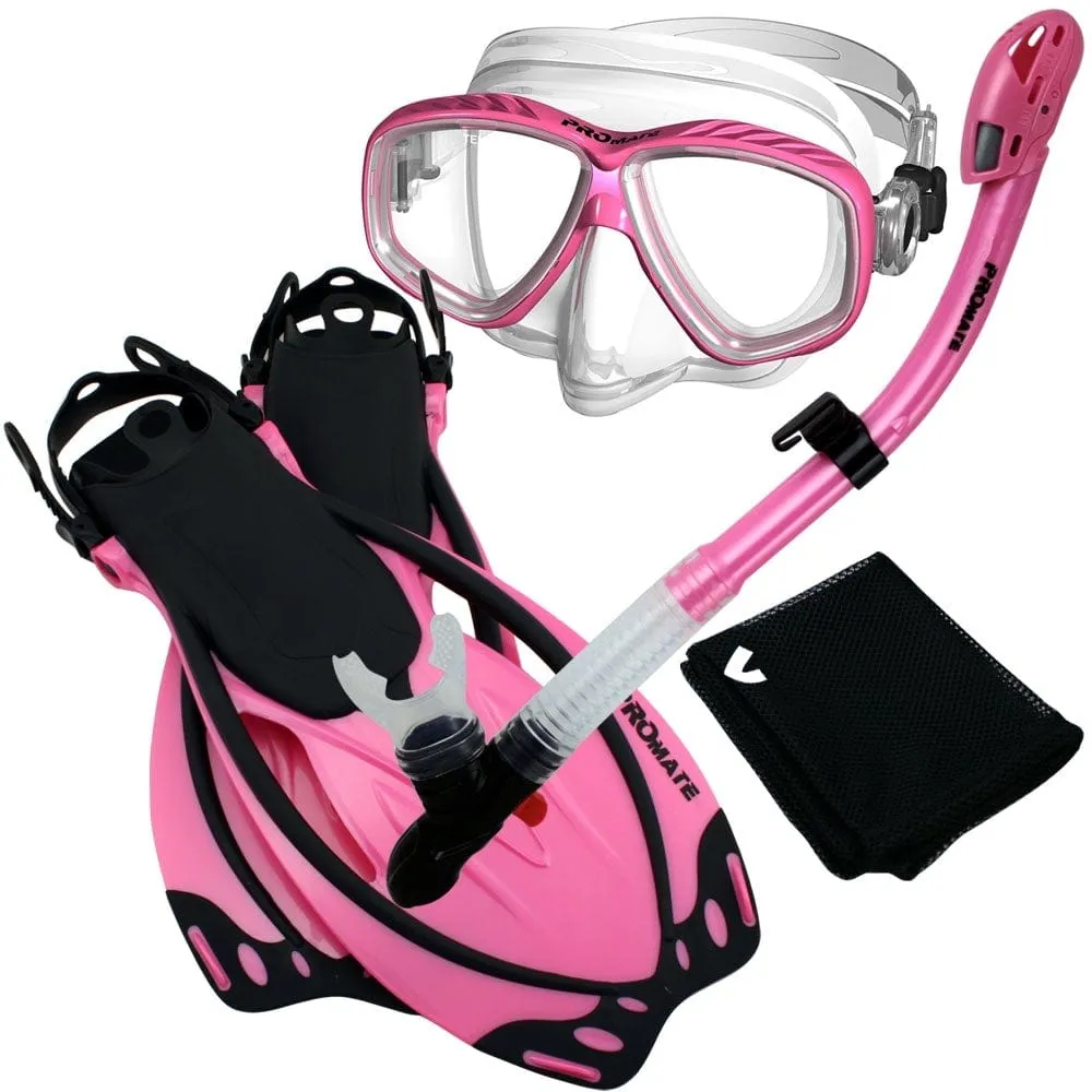 Promate Snorkeling PURGE Mask Dry Snorkel Fins Mesh Bag Set - SCS0097