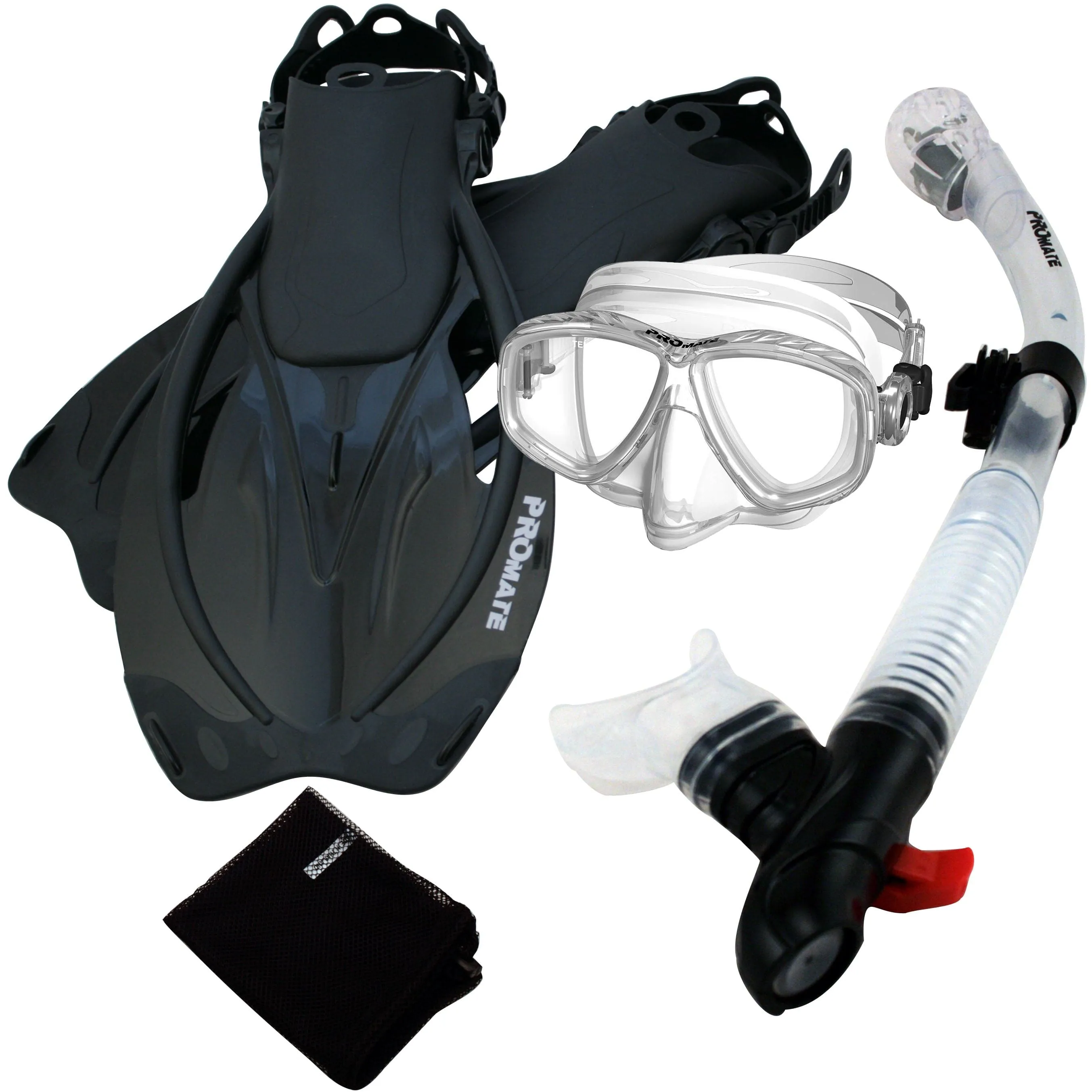 Promate Snorkeling PURGE Mask Dry Snorkel Fins Mesh Bag Set - SCS0097