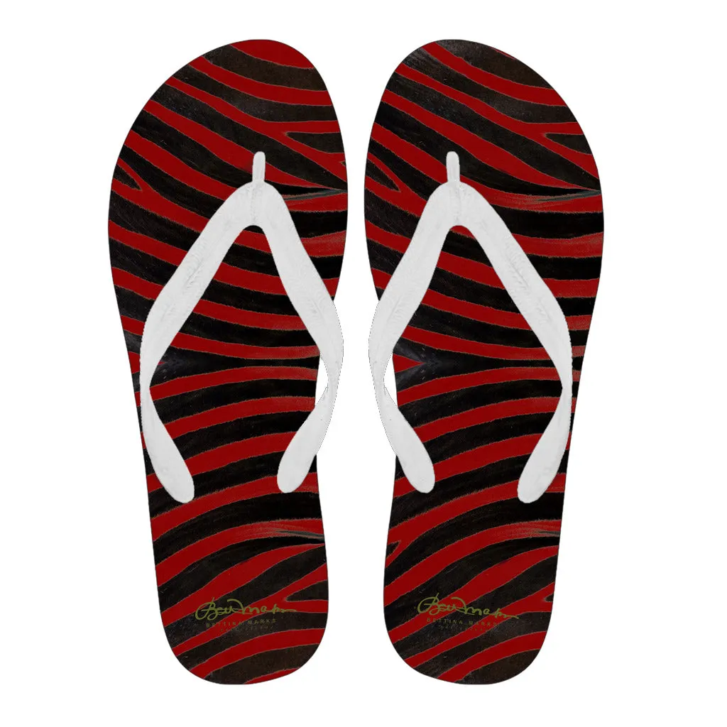 Red Zebra Flip Flops