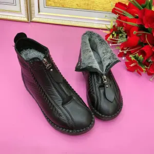 Retro Soft Leather Velvet Women's Winter Shoes "MaMa Shoes"