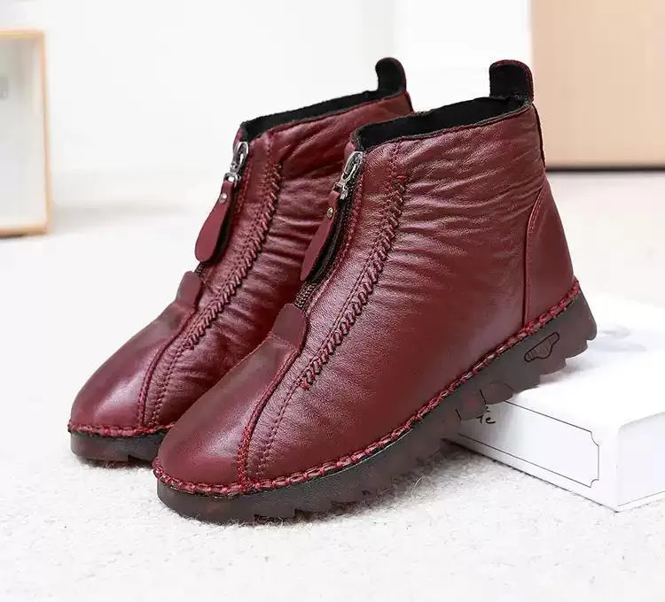 Retro Soft Leather Velvet Women's Winter Shoes "MaMa Shoes"