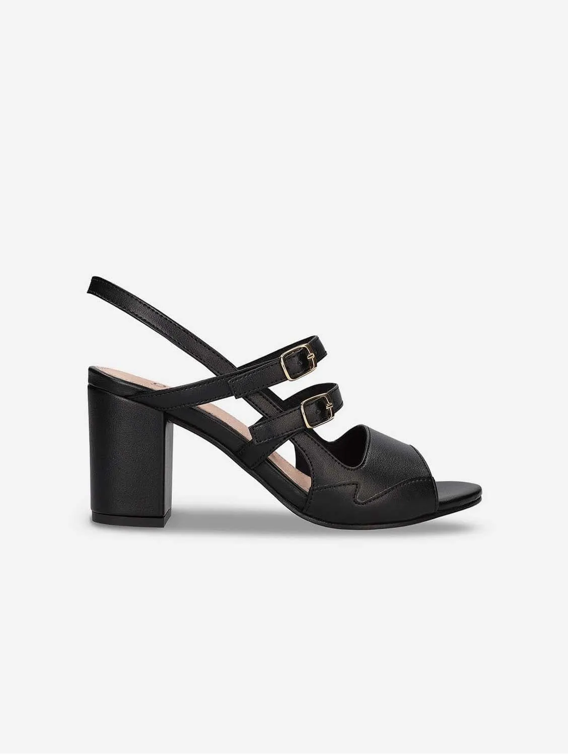 Roma Vegan Apple Leather Heeled Sandals| Black