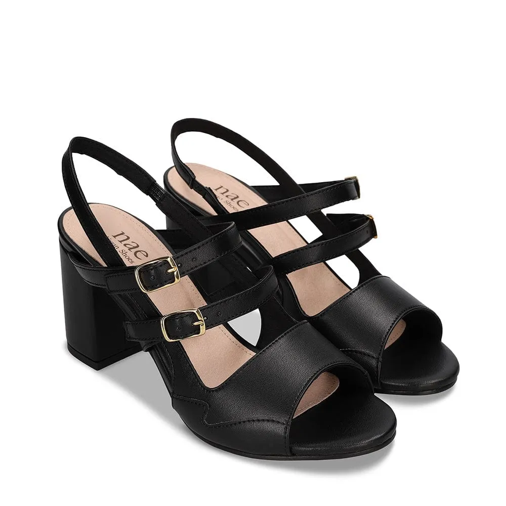 Roma Vegan Apple Leather Heeled Sandals| Black