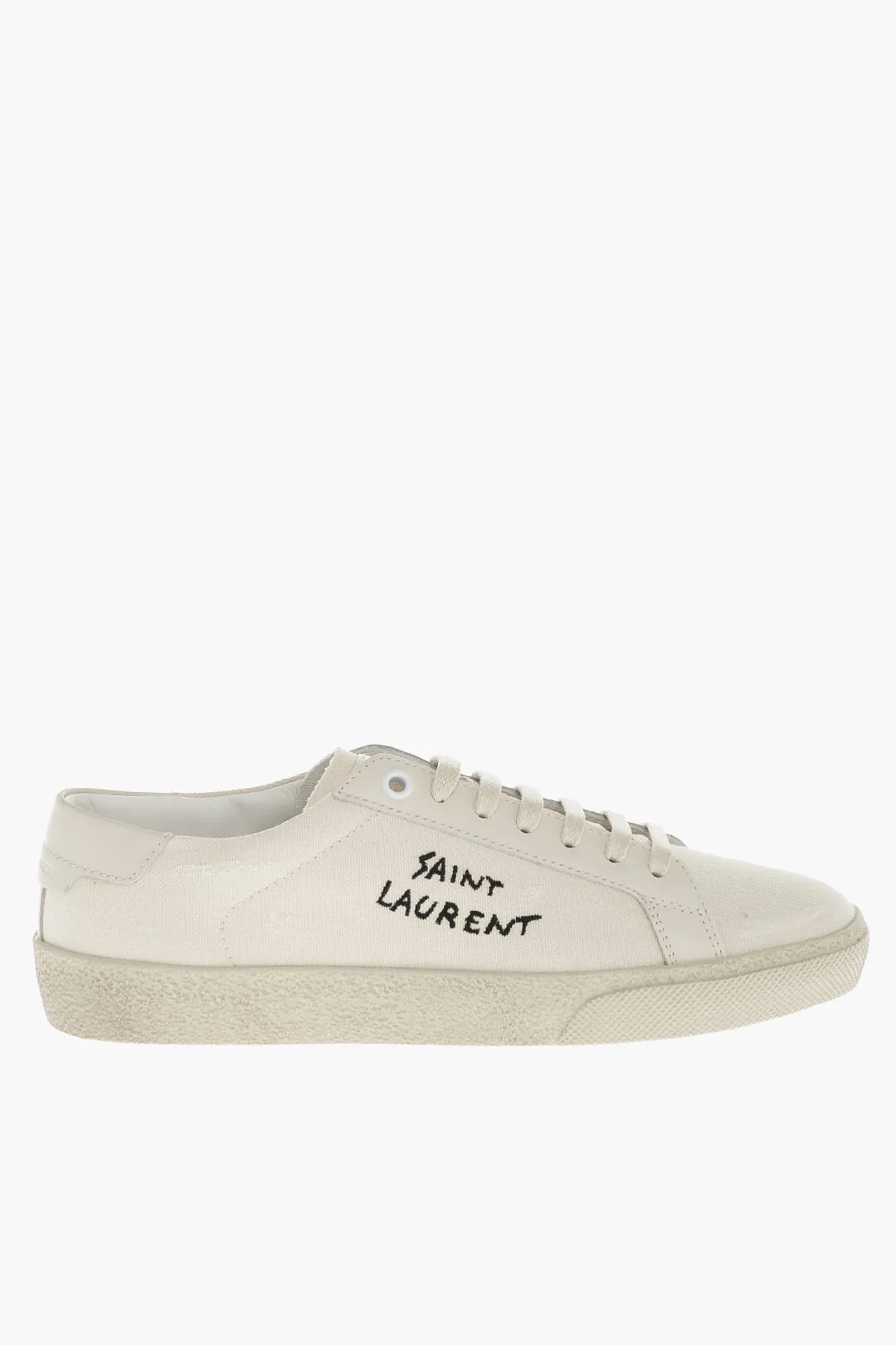 Saint Laurent Lace-up Canvas Sneakers with Embroidered Logo