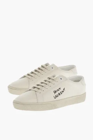 Saint Laurent Lace-up Canvas Sneakers with Embroidered Logo