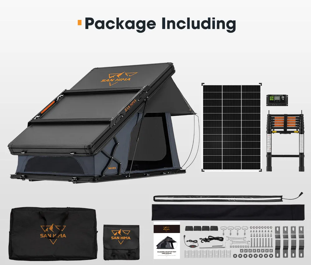 San Hima Kalbarri X Rooftop Tent Hardshell With Ladder   130W Solar Panel