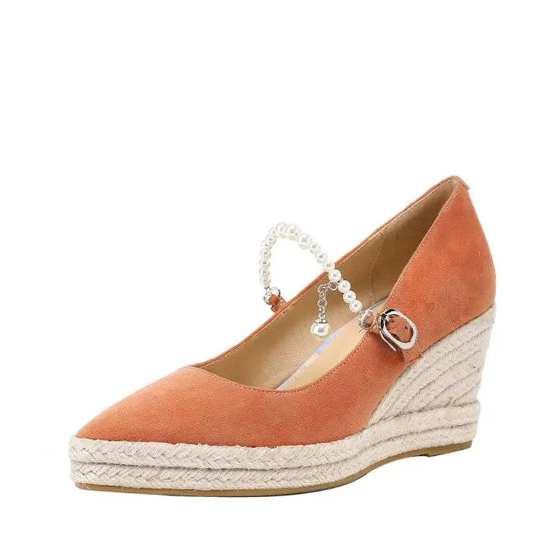 Sheyan Autumn Wedge Flats - Genuine Leather & Pointed Toe